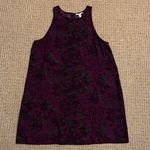 Leith Purple and Black Floral Shift Dress